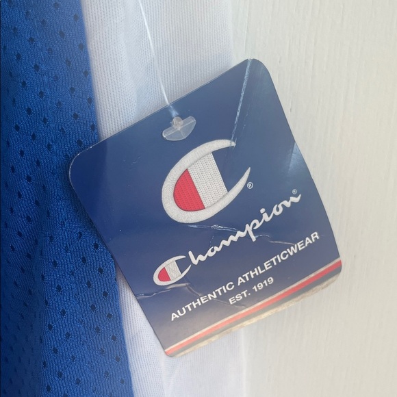 Champion Men's Athletic Shorts in Blue and White Size Medium - Picture 3 of 6